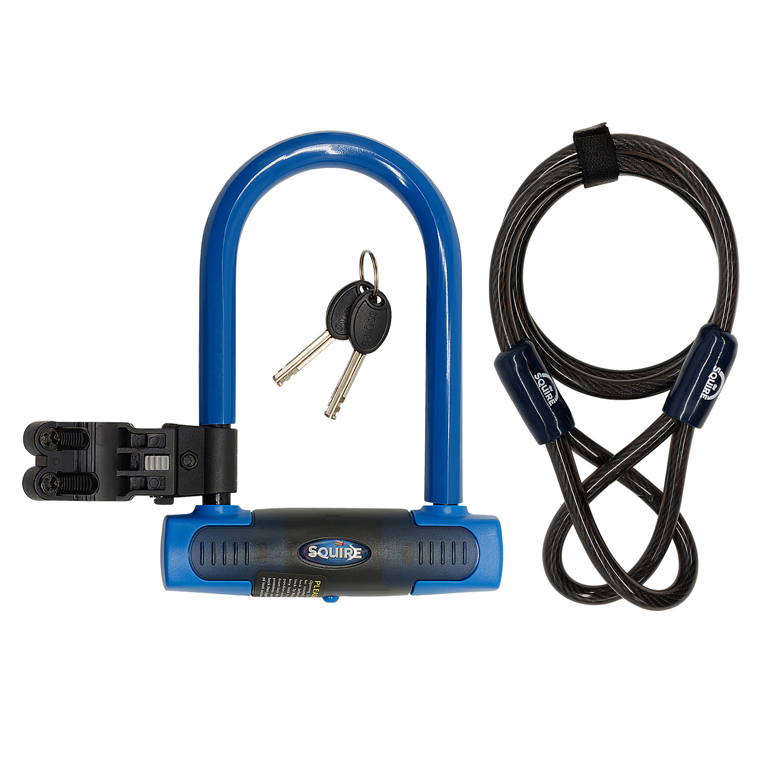 SQUIRE  Bügelschloss + Sicherheitskabel  EIGER COMPACT® 10C BLUE in blau/schwarz